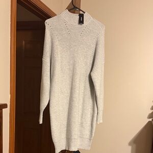 Express Light Gray Long Sleeve Sweater Dress